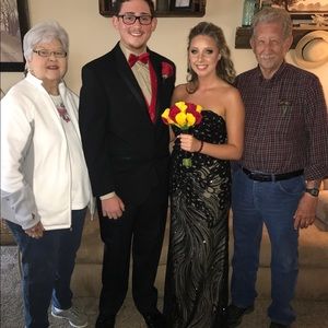 Black and Nude Prom Dress